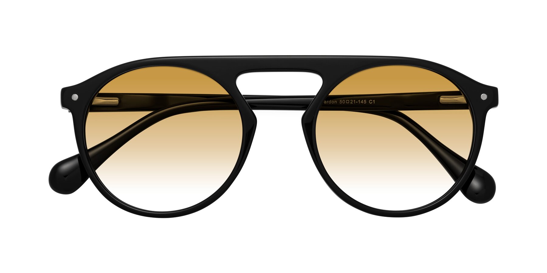 Folded Front of Gardon in Black with Champagne Gradient Lenses