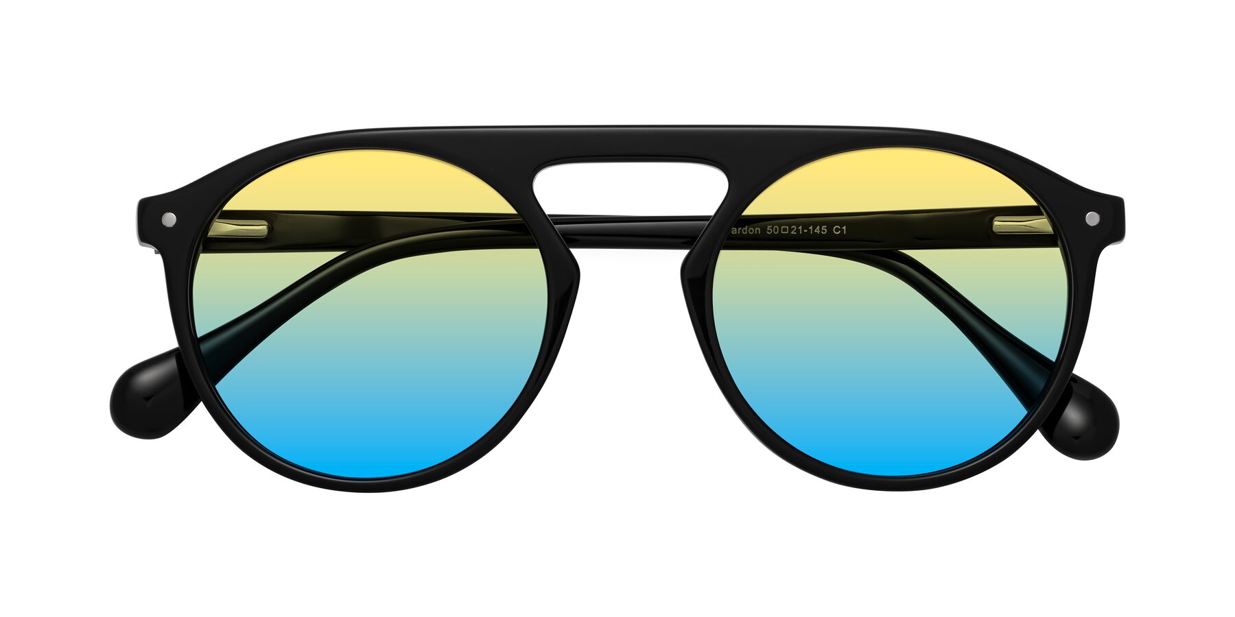 Folded Front of Gardon in Black with Yellow / Blue Gradient Lenses