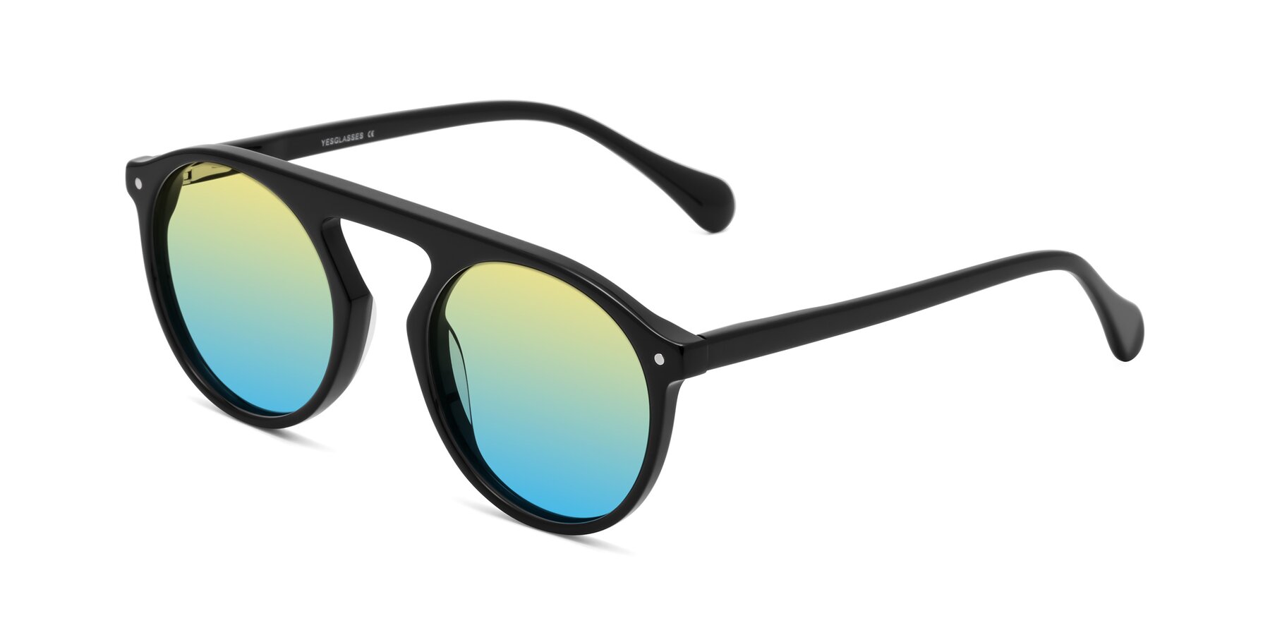 Angle of Gardon in Black with Yellow / Blue Gradient Lenses