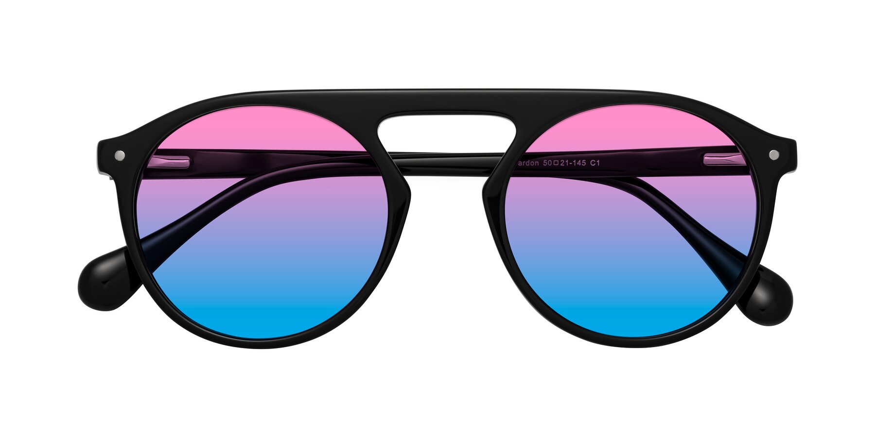 Folded Front of Gardon in Black with Pink / Blue Gradient Lenses