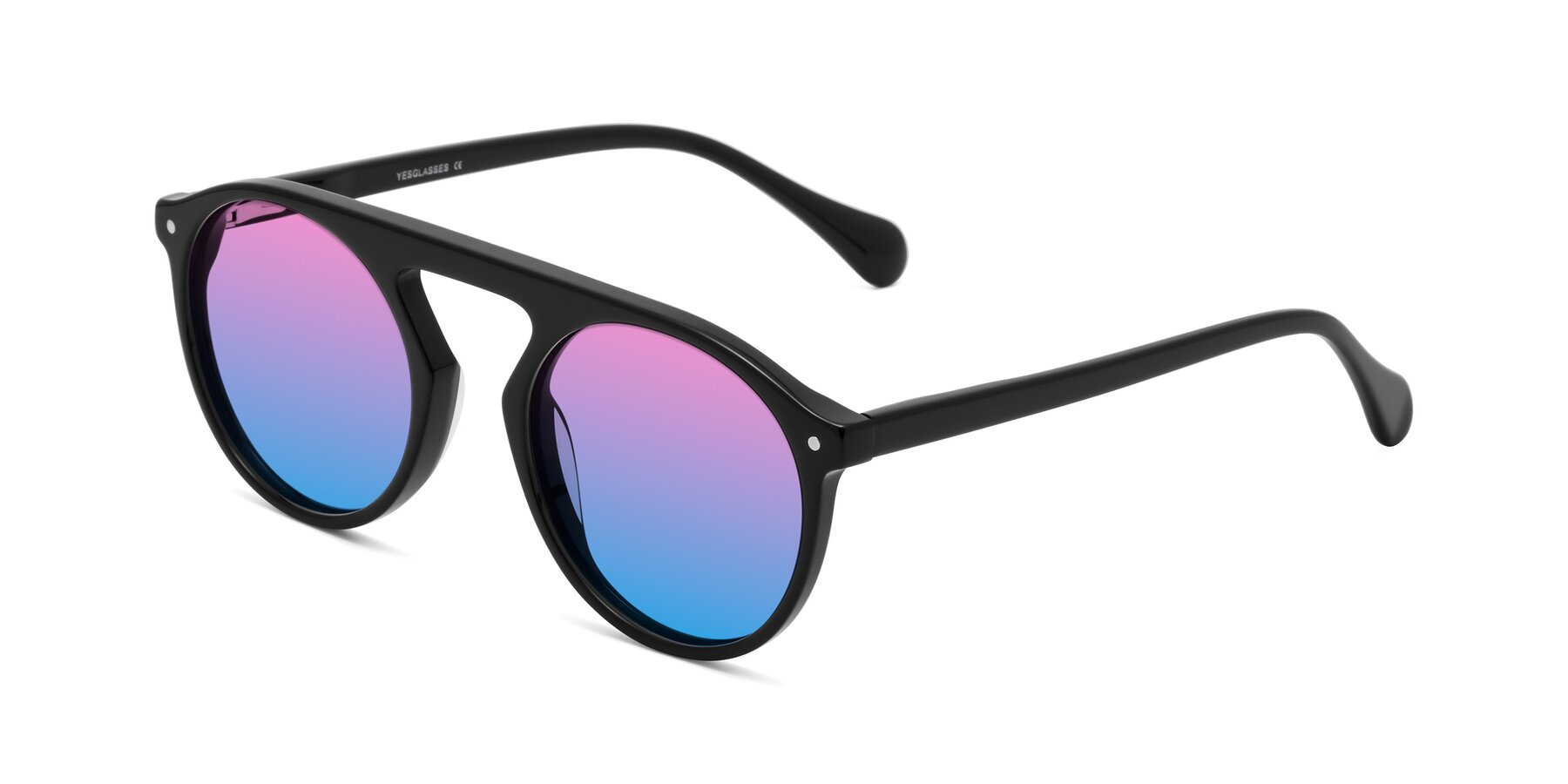 Angle of Gardon in Black with Pink / Blue Gradient Lenses