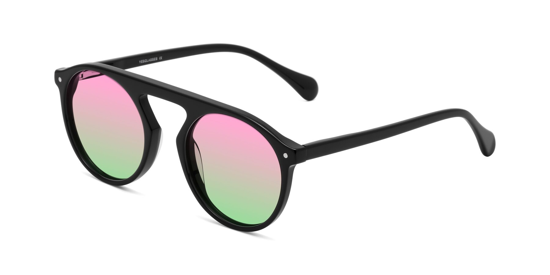 Angle of Gardon in Black with Pink / Green Gradient Lenses