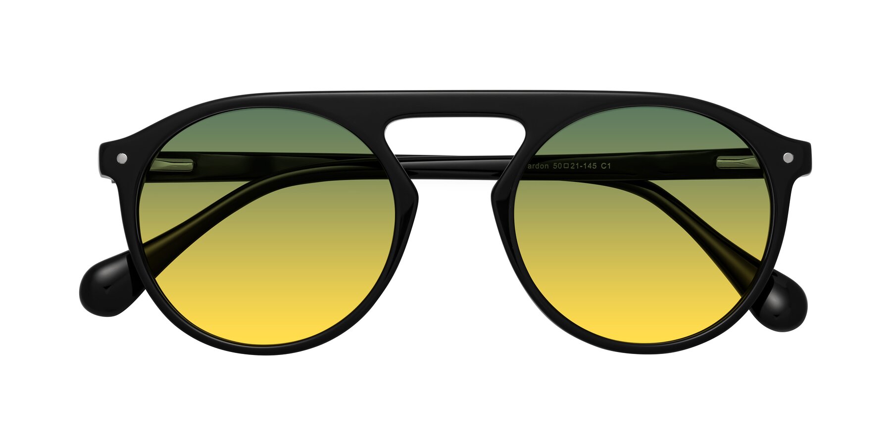 Folded Front of Gardon in Black with Green / Yellow Gradient Lenses