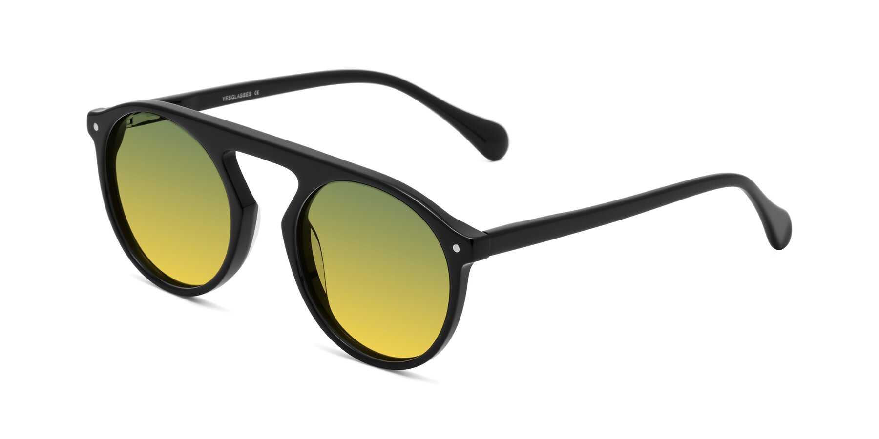 Angle of Gardon in Black with Green / Yellow Gradient Lenses