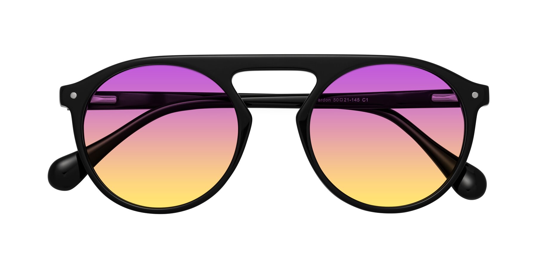 Folded Front of Gardon in Black with Purple / Yellow Gradient Lenses