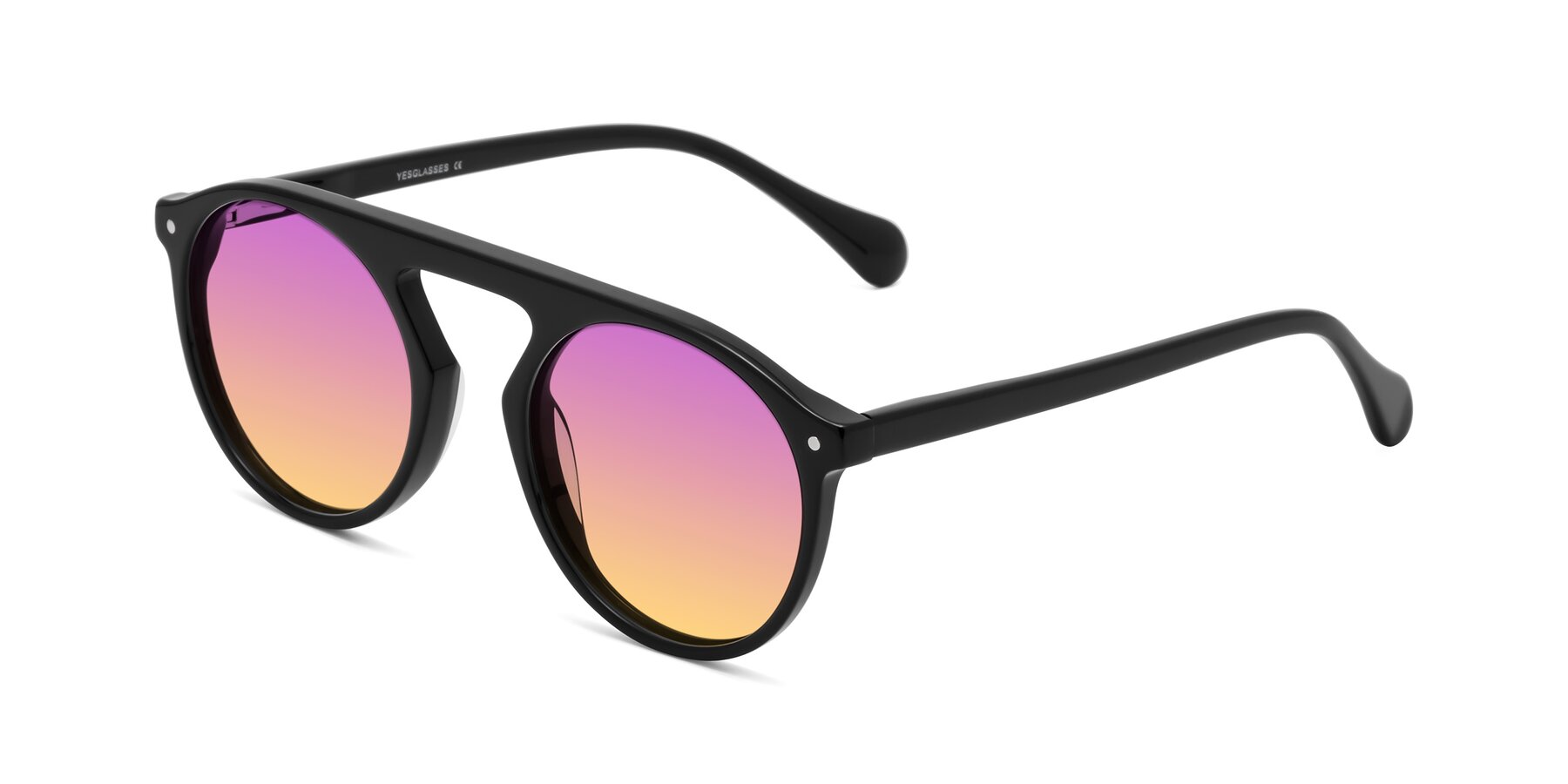 Angle of Gardon in Black with Purple / Yellow Gradient Lenses