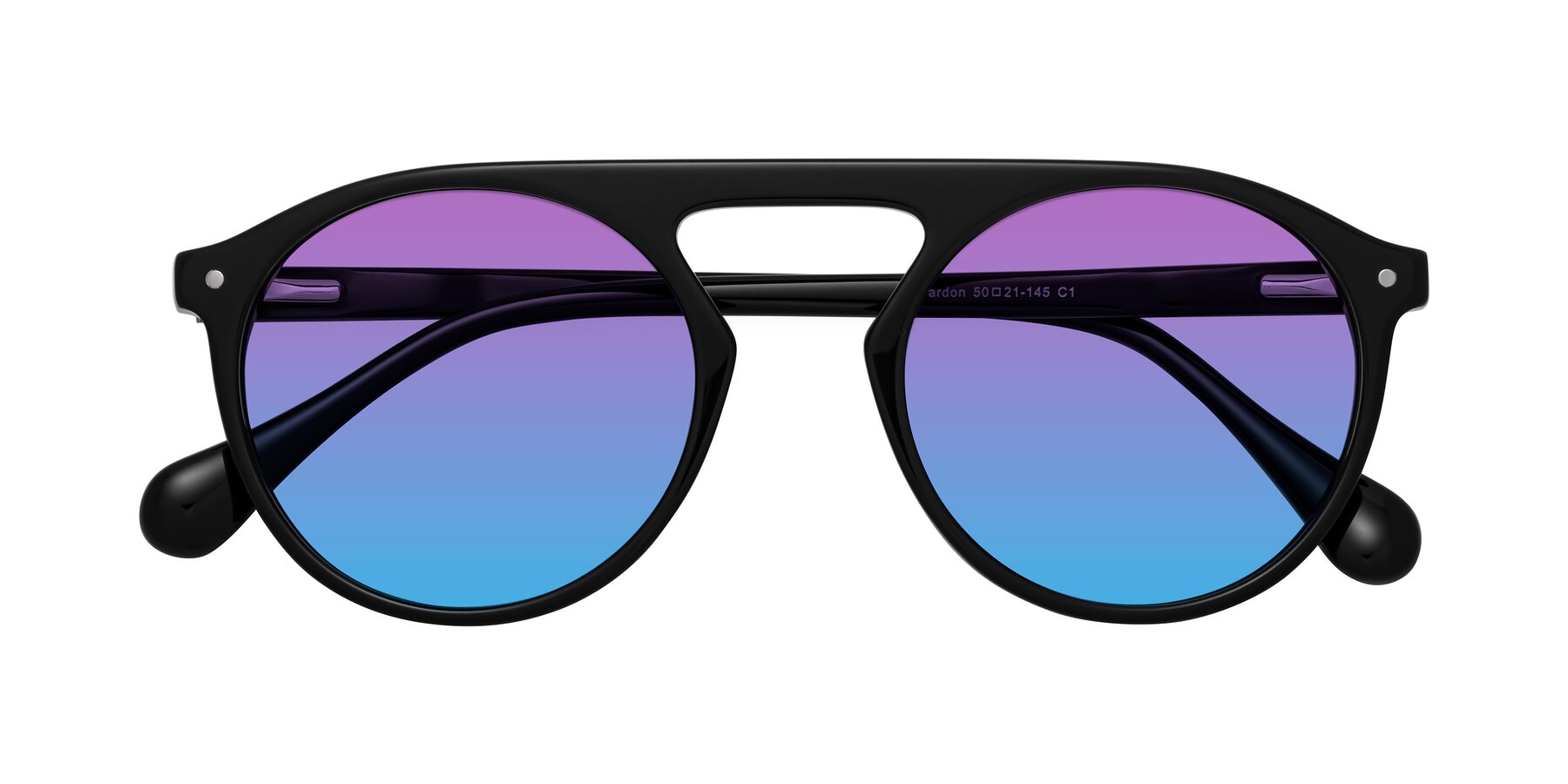 Folded Front of Gardon in Black with Purple / Blue Gradient Lenses