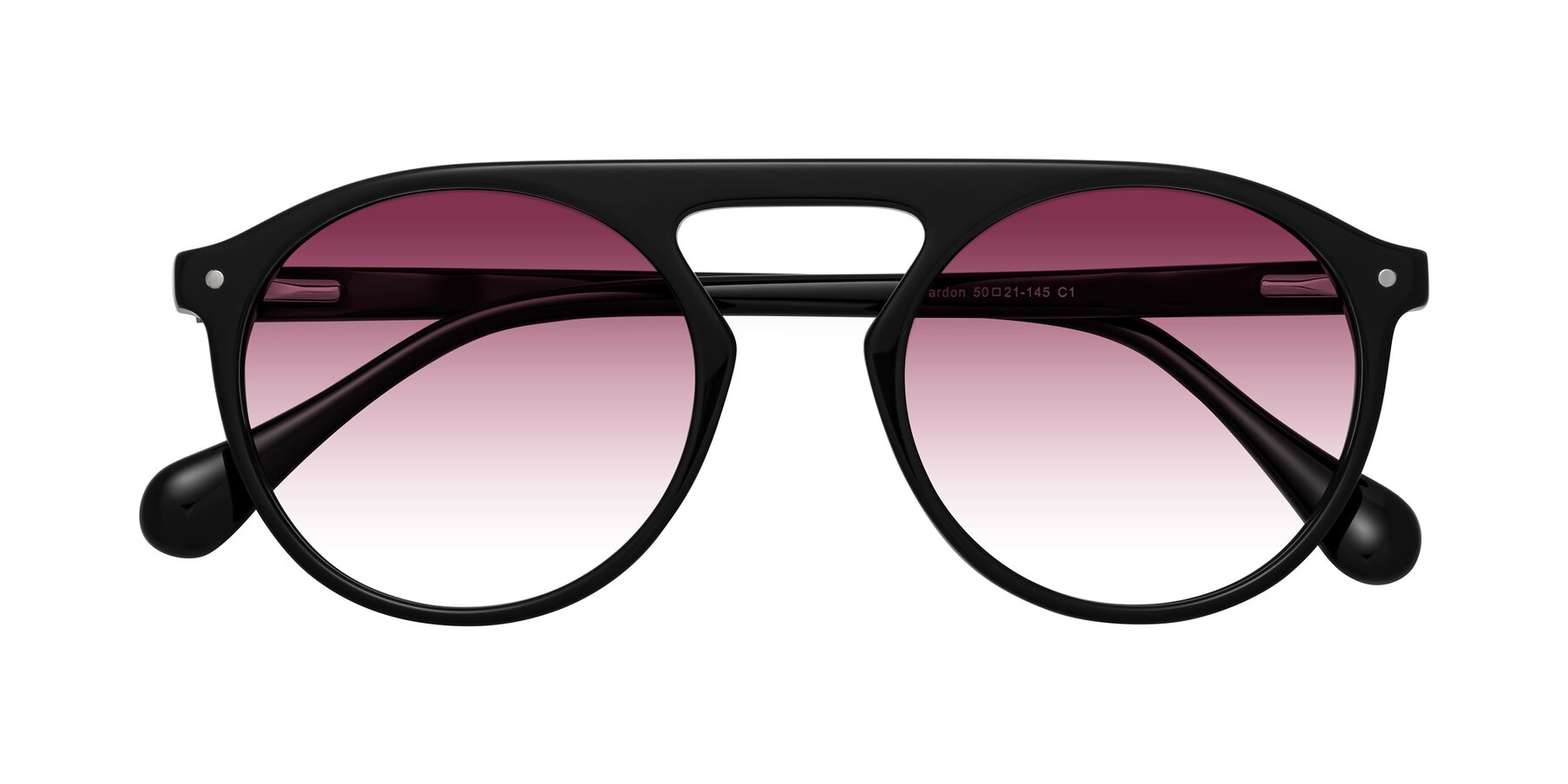 Folded Front of Gardon in Black with Wine Gradient Lenses