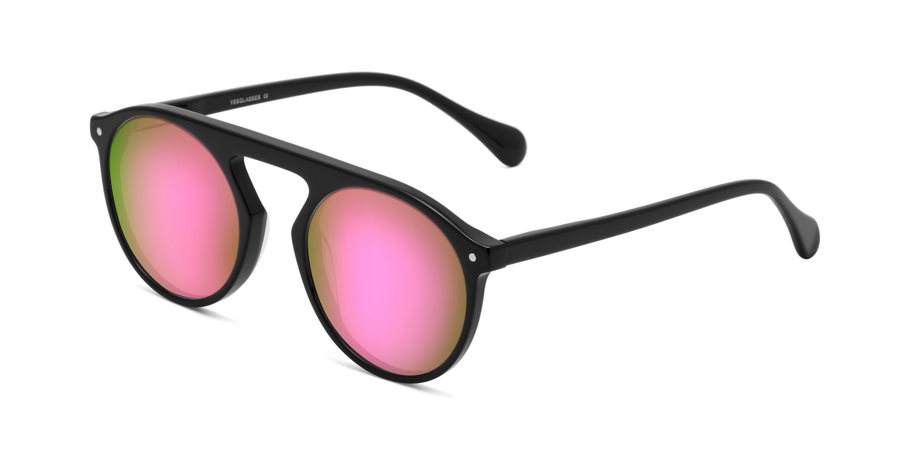 Angle of Gardon in Black with Pink Mirrored Lenses