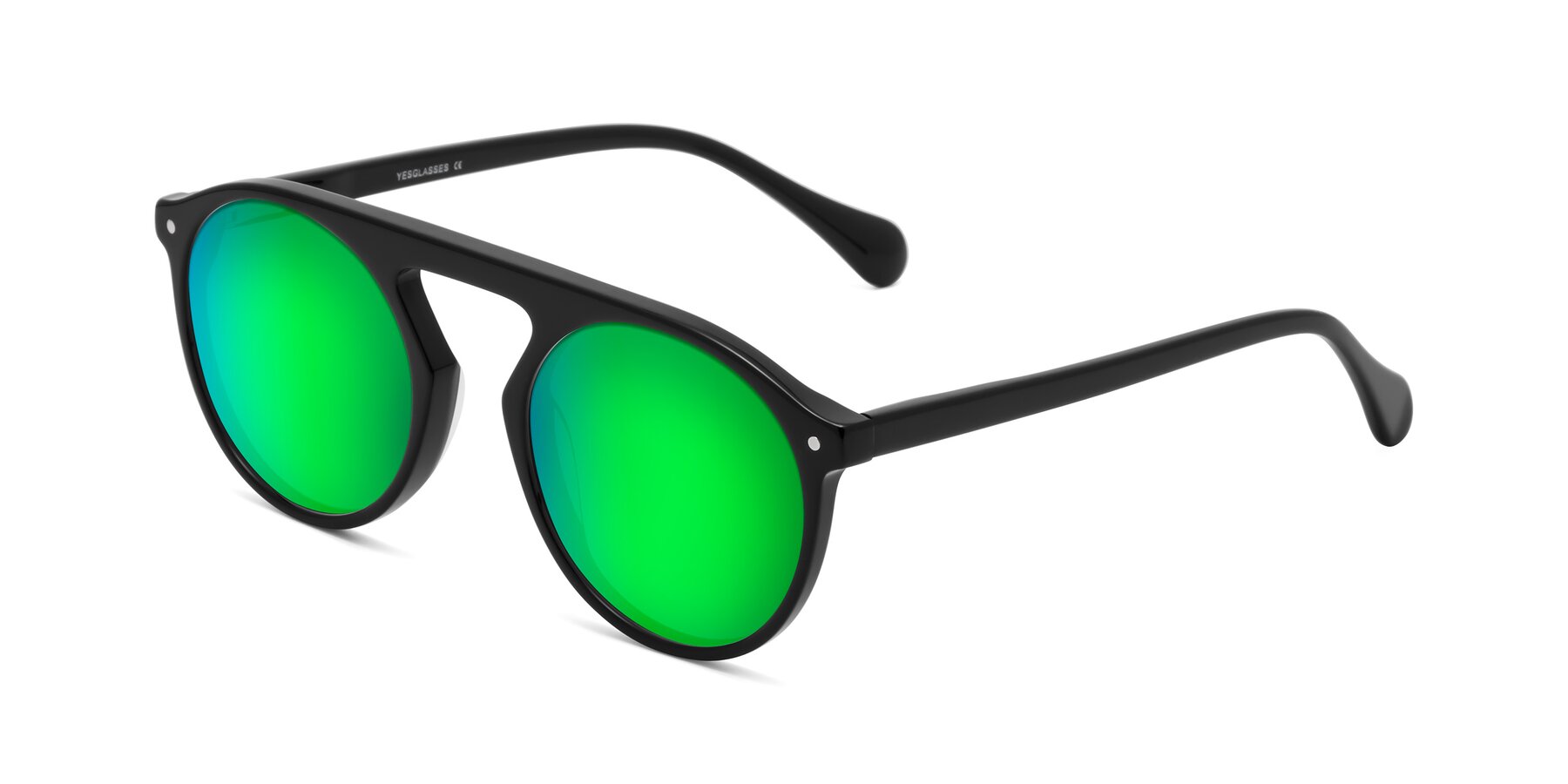 Angle of Gardon in Black with Green Mirrored Lenses