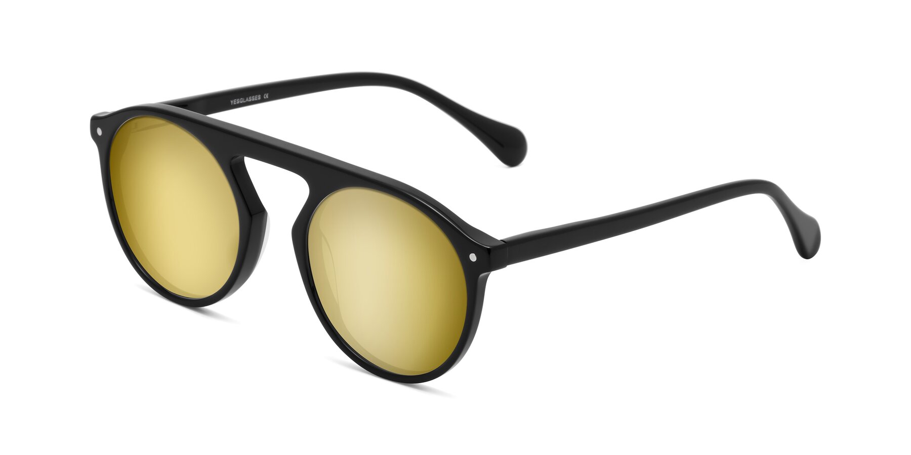 Angle of Gardon in Black with Gold Mirrored Lenses