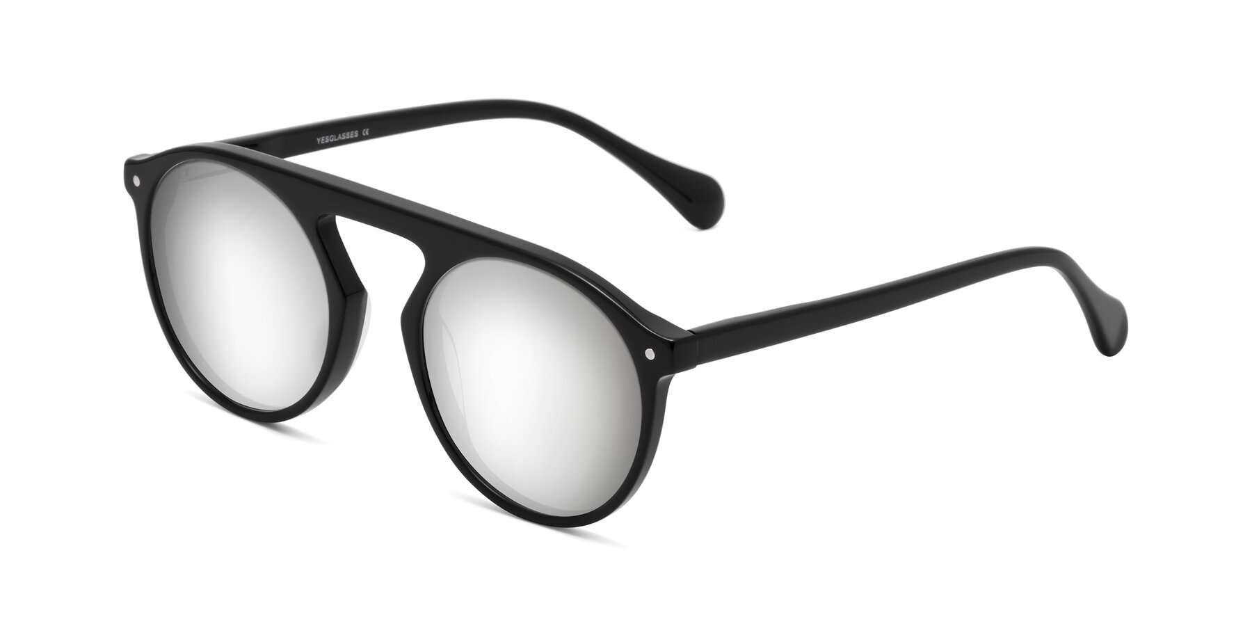 Angle of Gardon in Black with Silver Mirrored Lenses