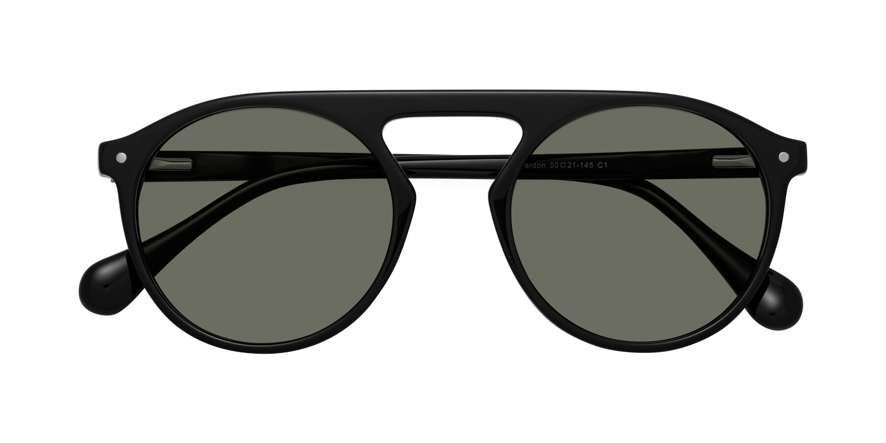 Folded Front of Gardon in Black with Gray Polarized Lenses