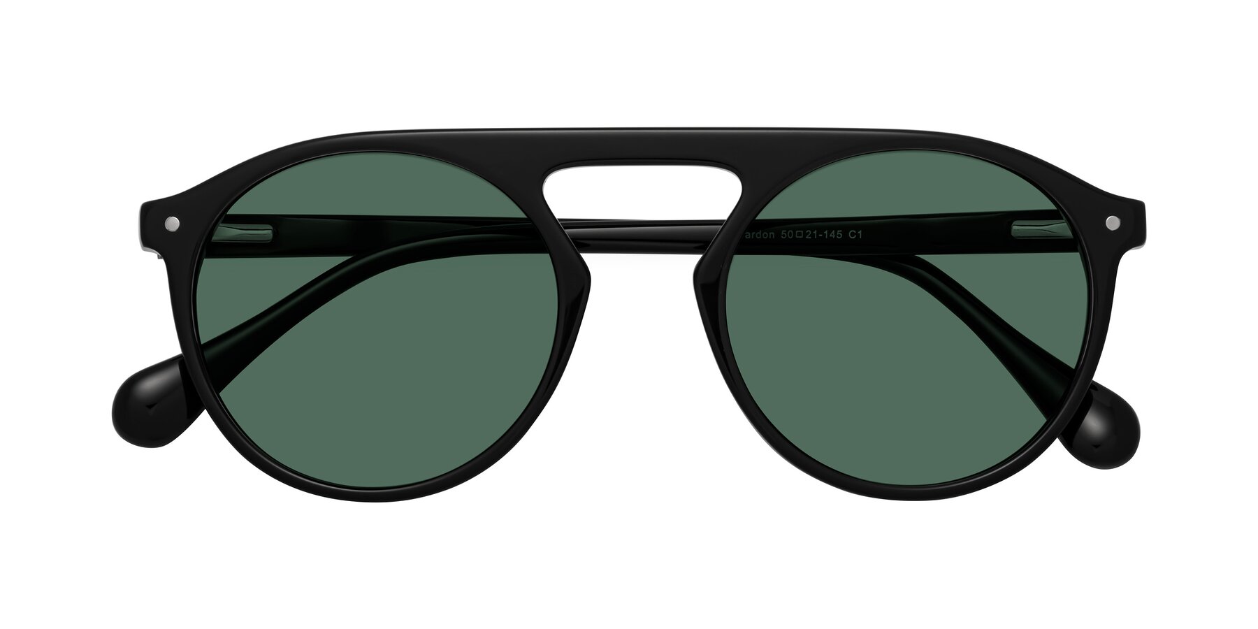 Folded Front of Gardon in Black with Green Polarized Lenses