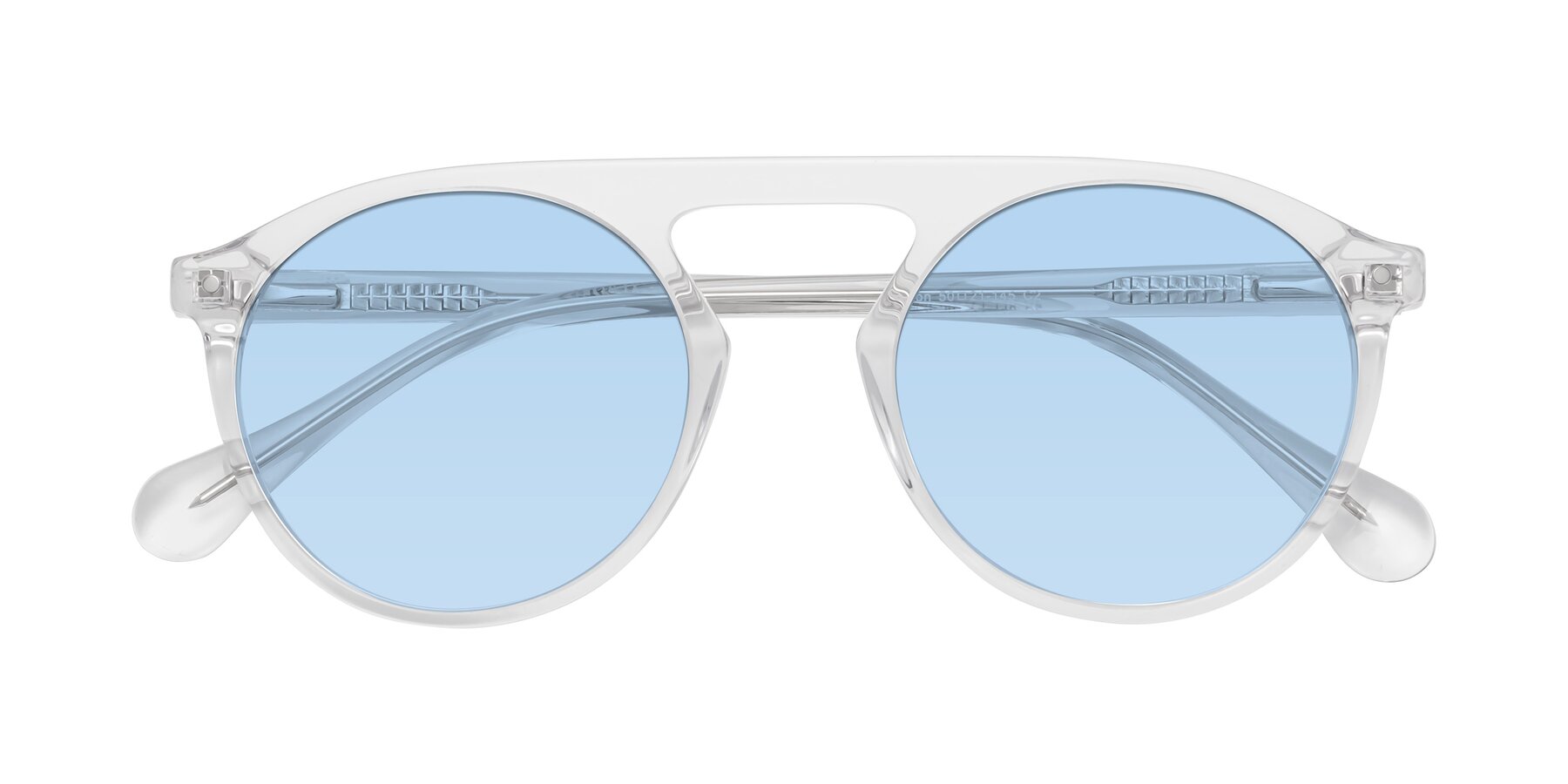 Folded Front of Gardon in Clear with Light Blue Tinted Lenses