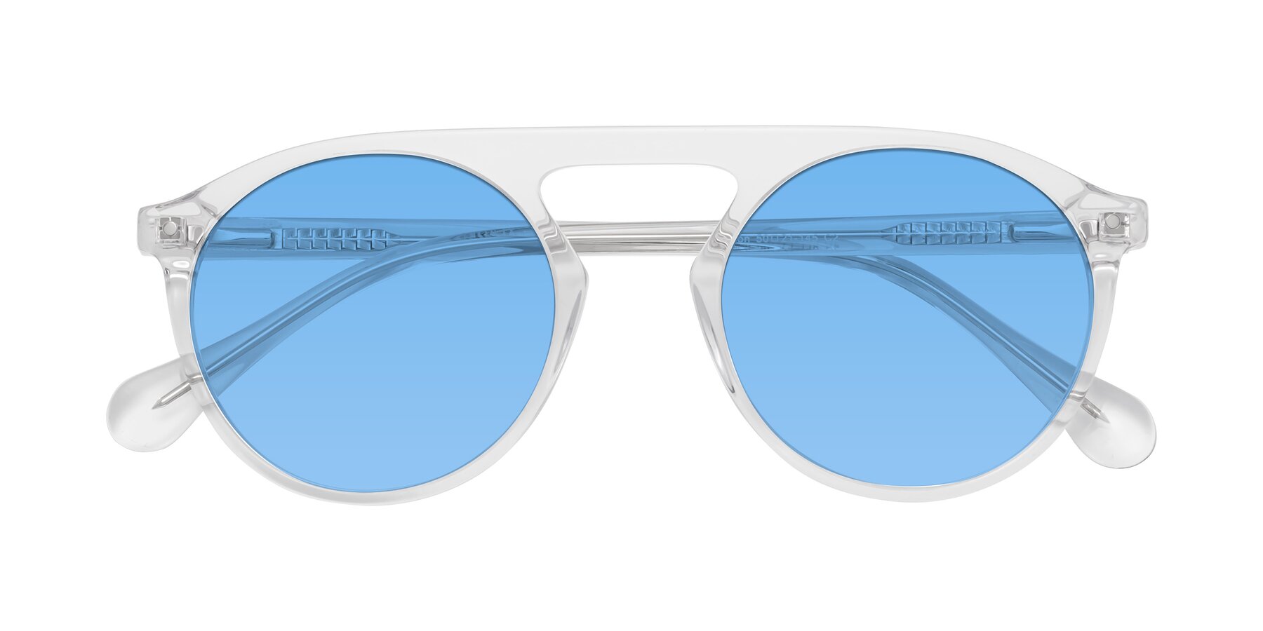 Folded Front of Gardon in Clear with Medium Blue Tinted Lenses