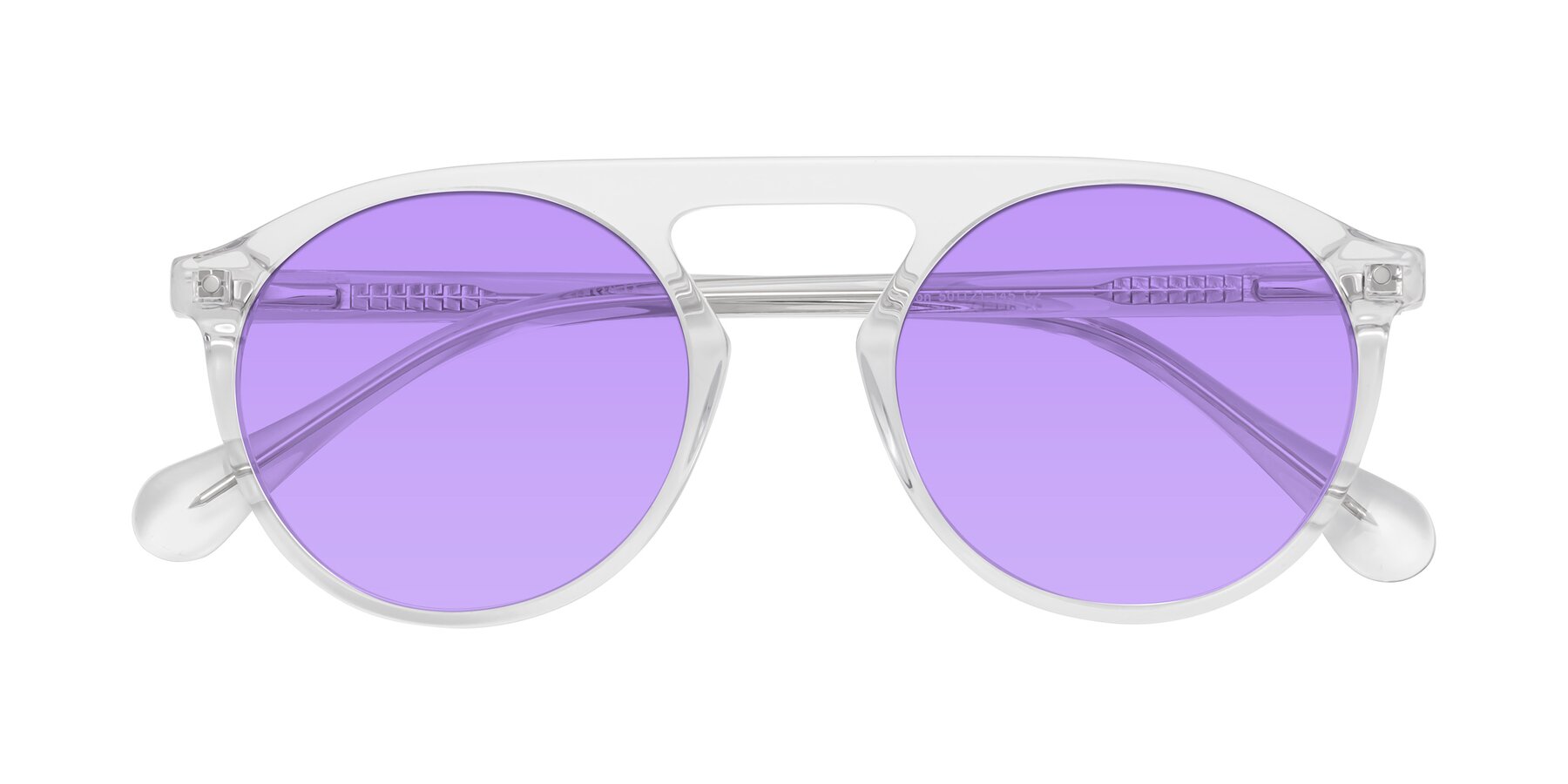 Folded Front of Gardon in Clear with Medium Purple Tinted Lenses