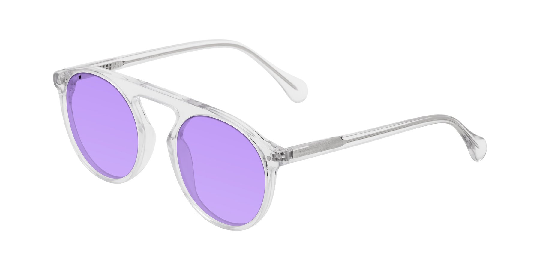 Angle of Gardon in Clear with Medium Purple Tinted Lenses