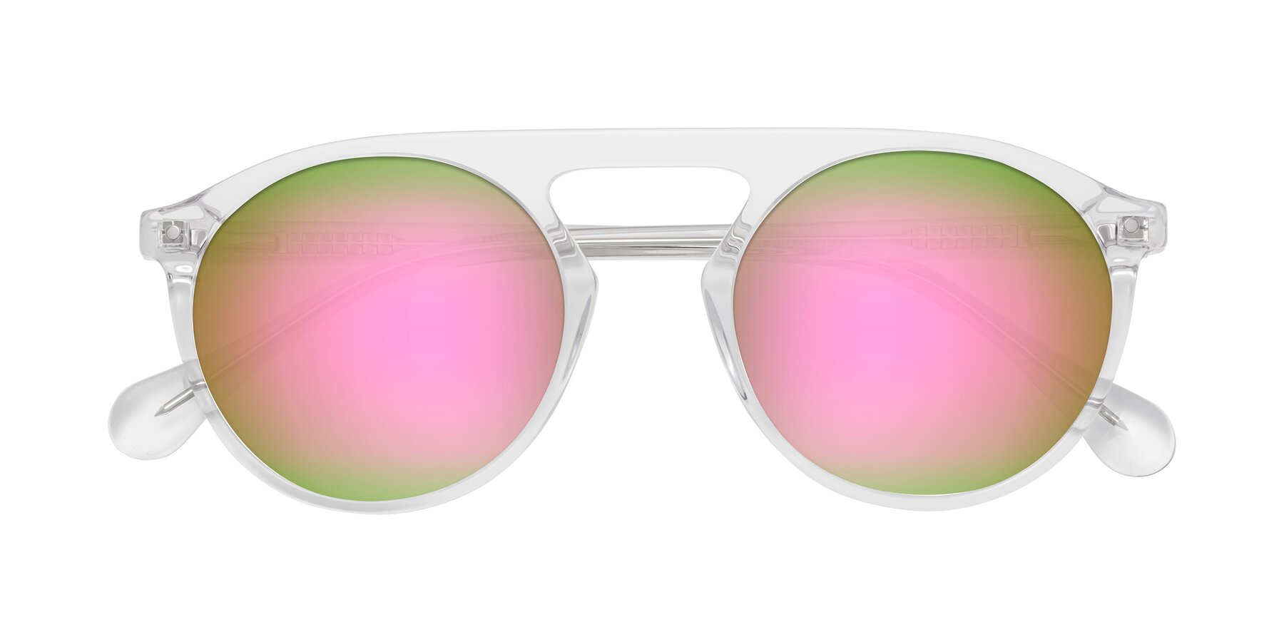 Folded Front of Gardon in Clear with Pink Mirrored Lenses