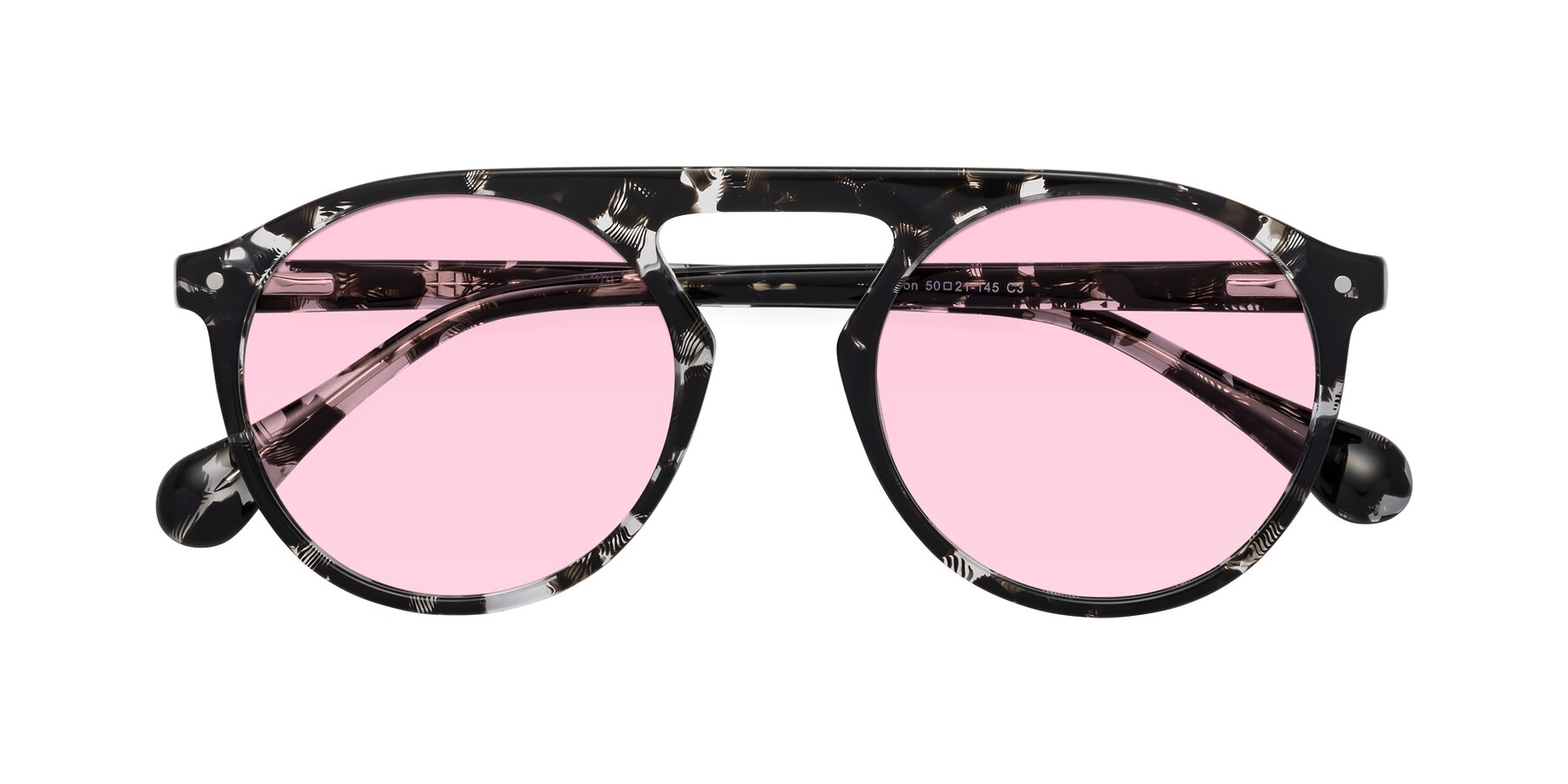 Folded Front of Gardon in Black Tortoise with Light Pink Tinted Lenses