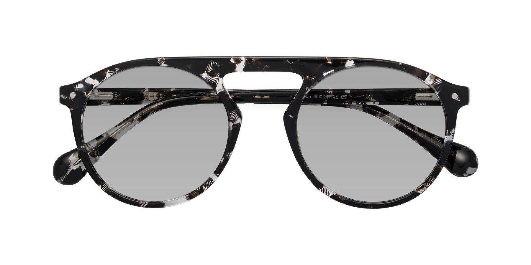 Folded Front of Gardon in Black Tortoise with Light Gray Tinted Lenses