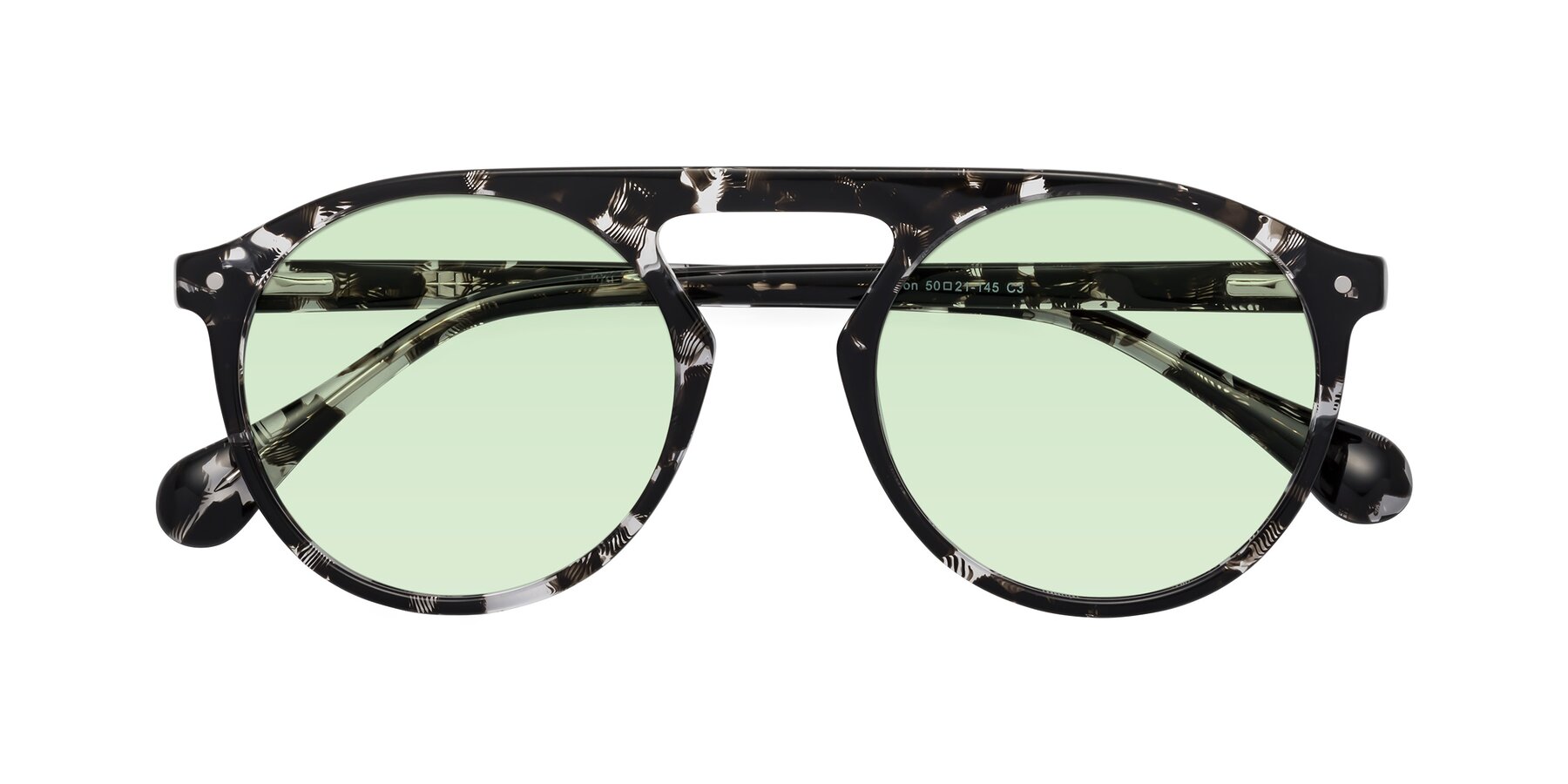 Folded Front of Gardon in Black Tortoise with Light Green Tinted Lenses