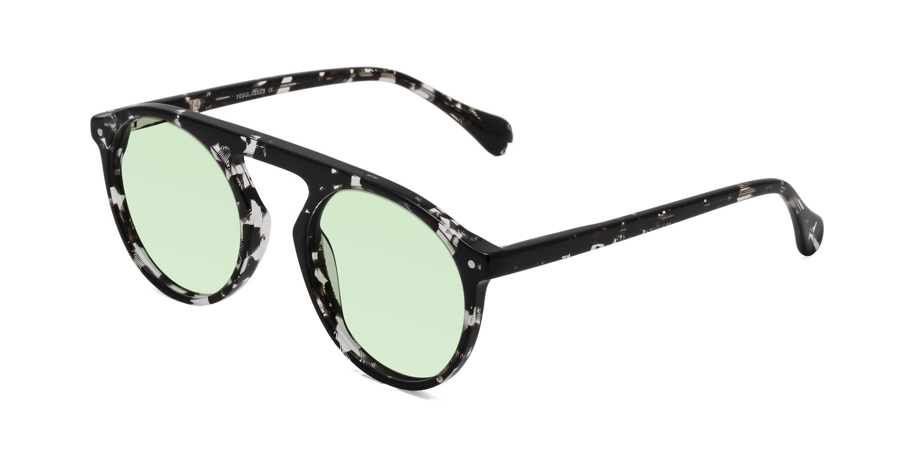 Angle of Gardon in Black Tortoise with Light Green Tinted Lenses