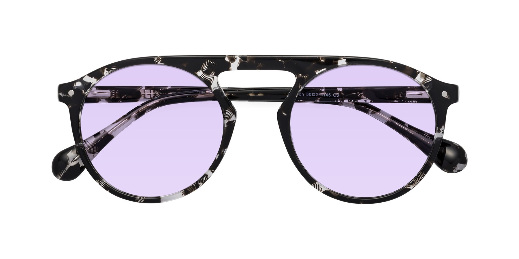 Folded Front of Gardon in Black Tortoise with Light Purple Tinted Lenses