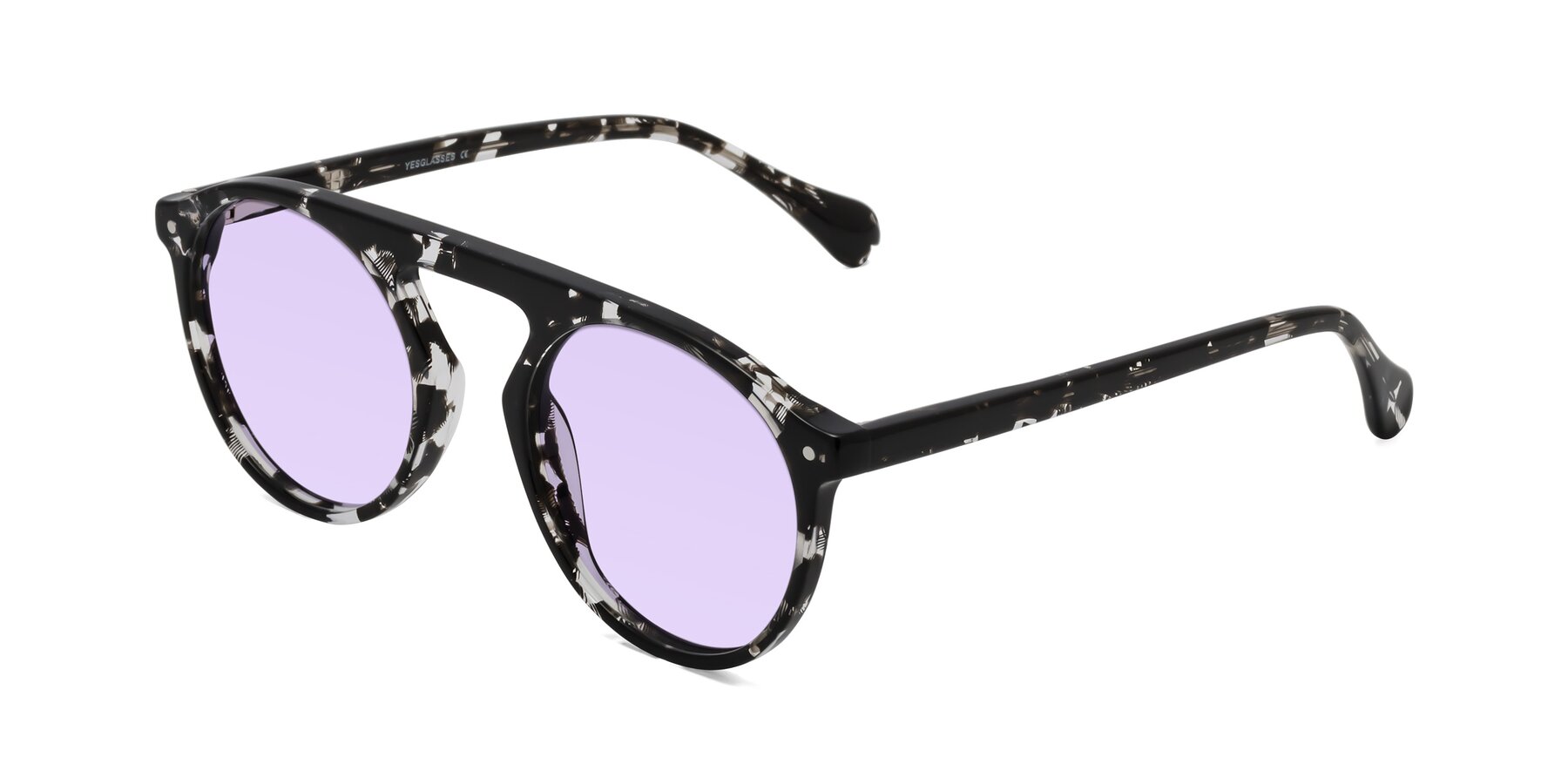 Angle of Gardon in Black Tortoise with Light Purple Tinted Lenses