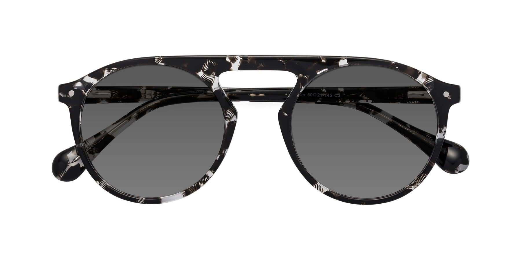 Folded Front of Gardon in Black Tortoise with Medium Gray Tinted Lenses