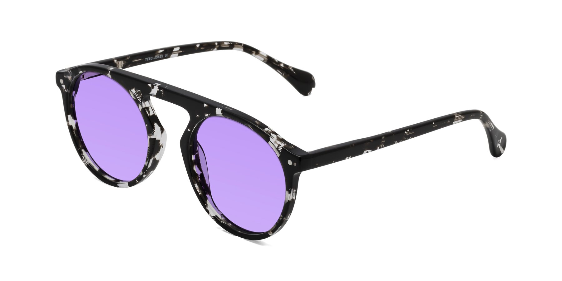 Angle of Gardon in Black Tortoise with Medium Purple Tinted Lenses