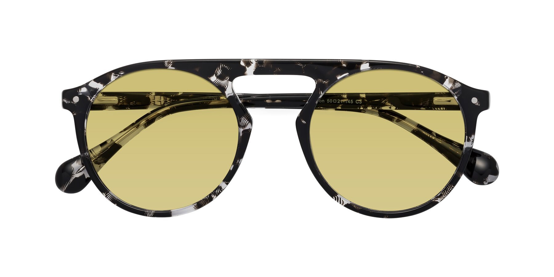 Folded Front of Gardon in Black Tortoise with Medium Champagne Tinted Lenses