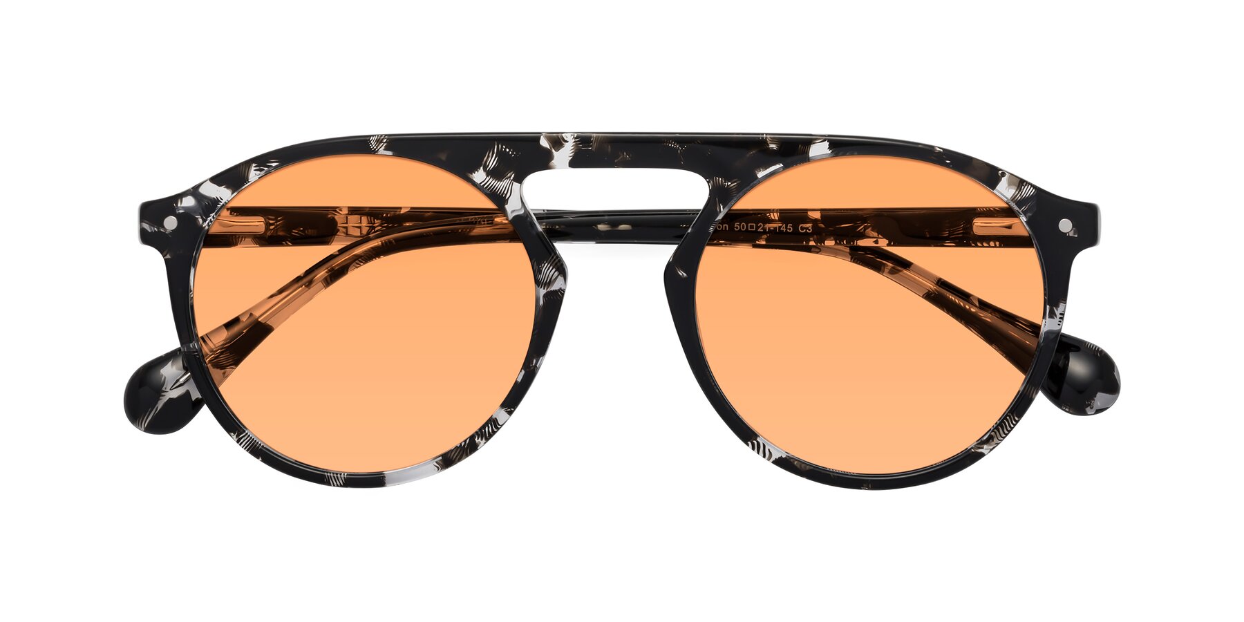 Folded Front of Gardon in Black Tortoise with Medium Orange Tinted Lenses