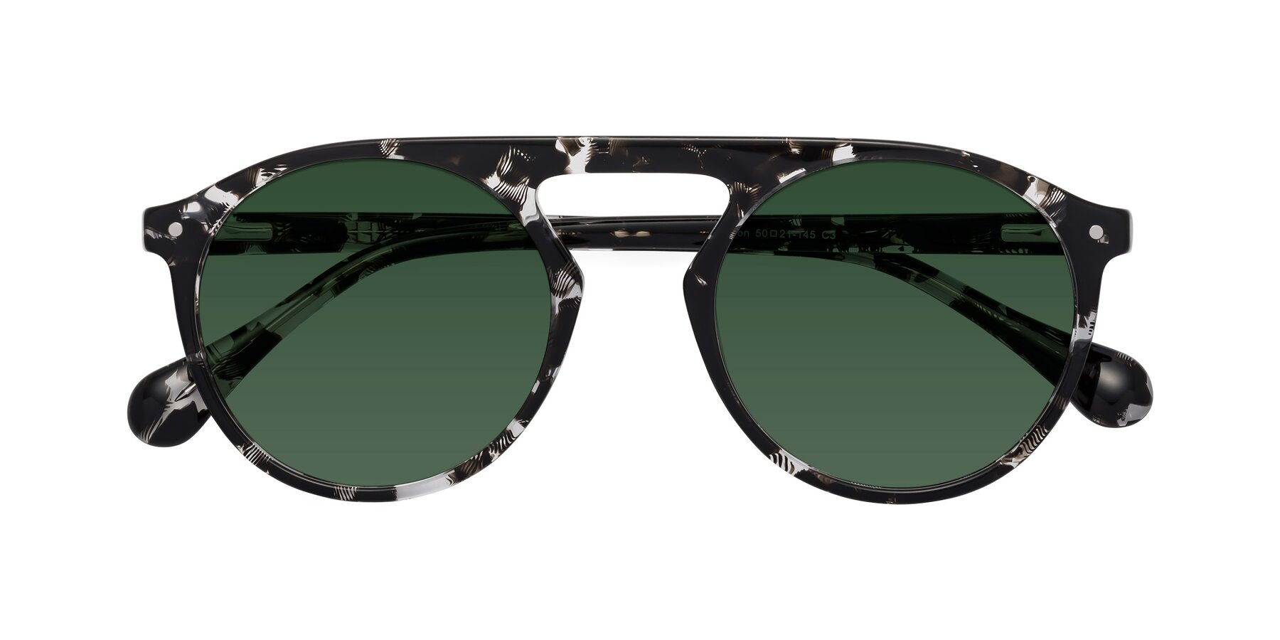 Folded Front of Gardon in Black Tortoise with Green Tinted Lenses