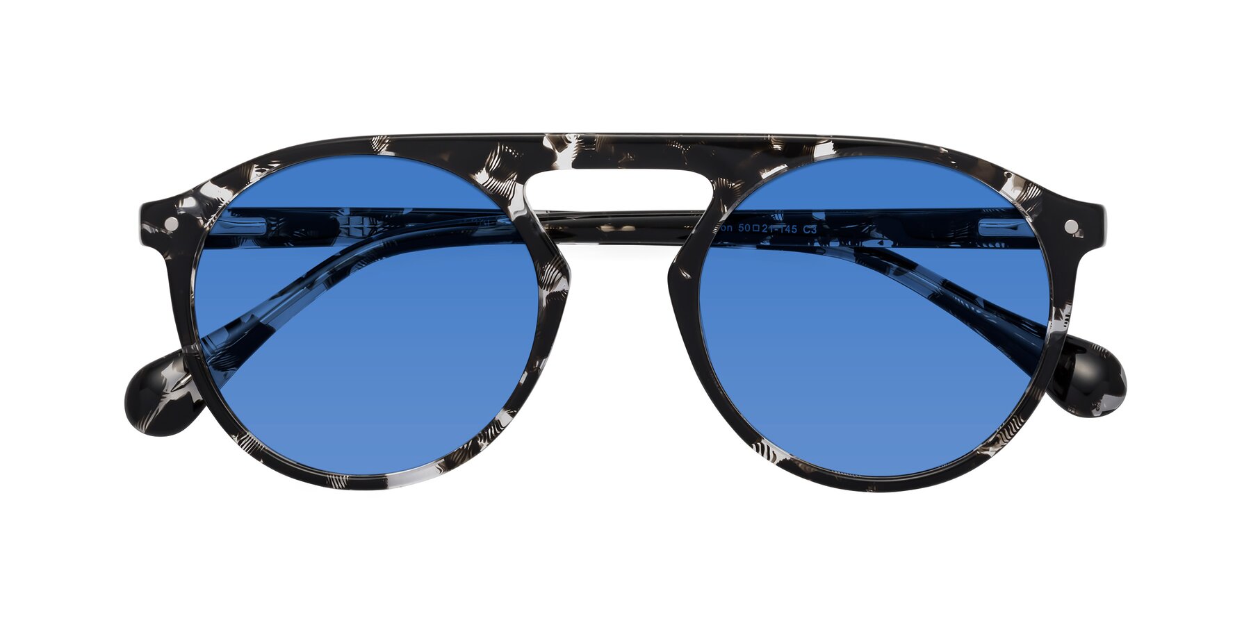 Folded Front of Gardon in Black Tortoise with Blue Tinted Lenses