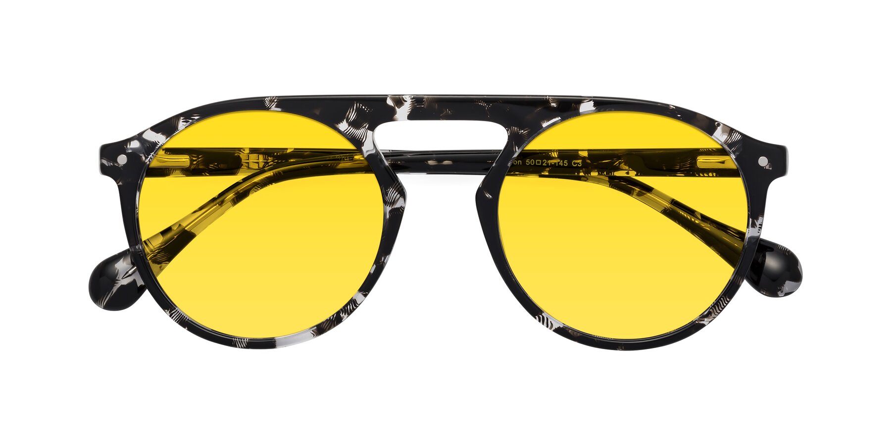 Folded Front of Gardon in Black Tortoise with Yellow Tinted Lenses