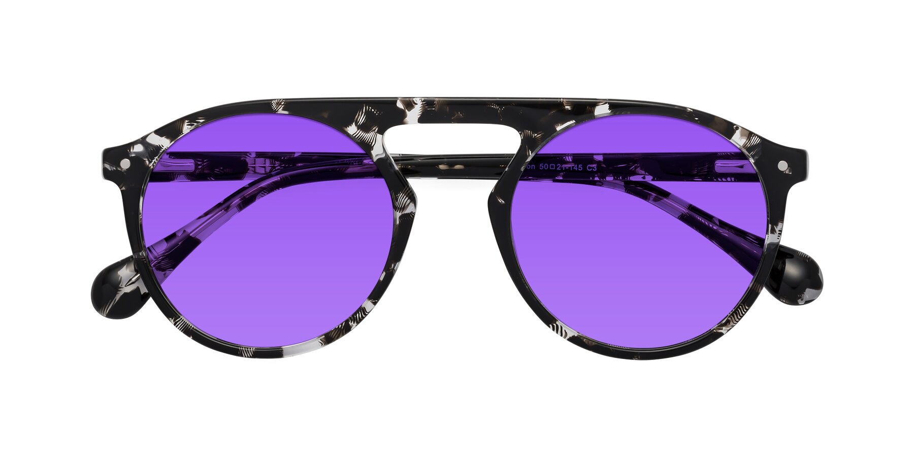 Folded Front of Gardon in Black Tortoise with Purple Tinted Lenses