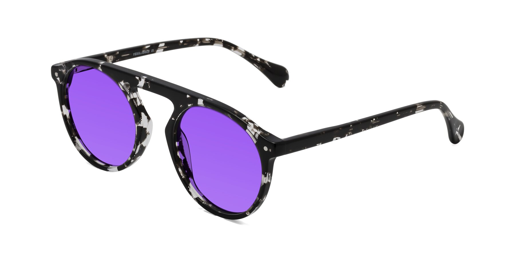 Angle of Gardon in Black Tortoise with Purple Tinted Lenses