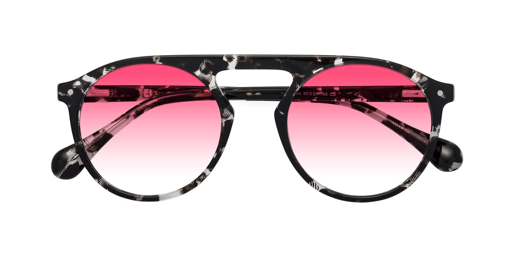 Folded Front of Gardon in Black Tortoise with Pink Gradient Lenses