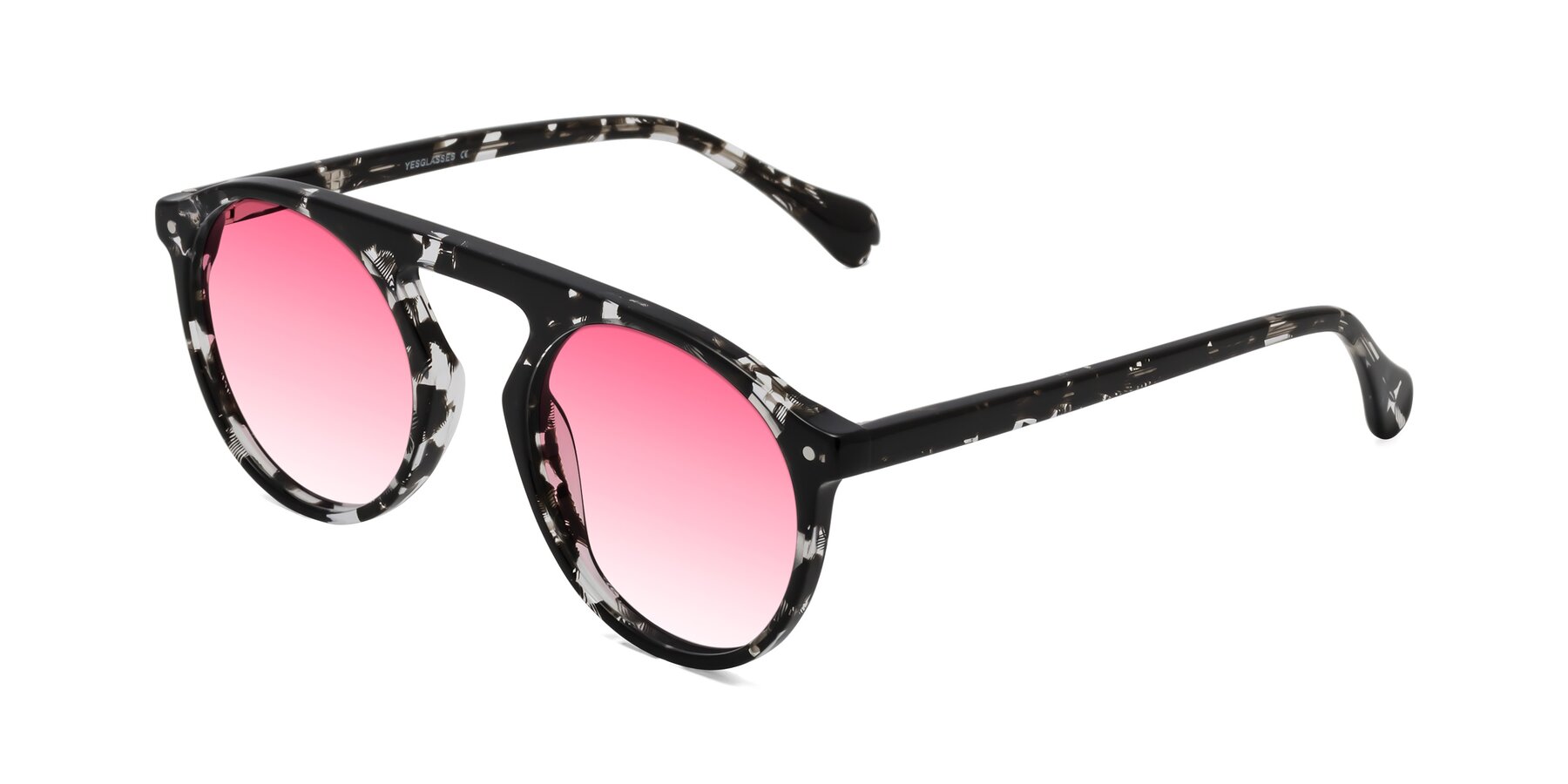 Angle of Gardon in Black Tortoise with Pink Gradient Lenses