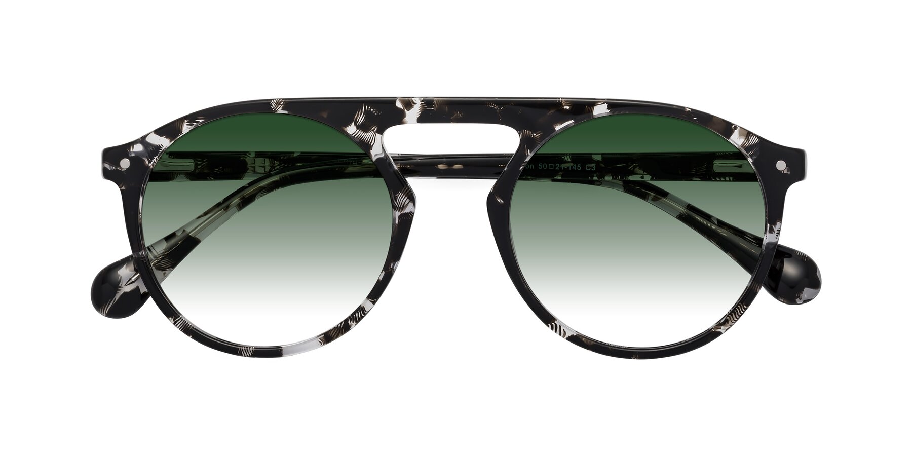 Folded Front of Gardon in Black Tortoise with Green Gradient Lenses