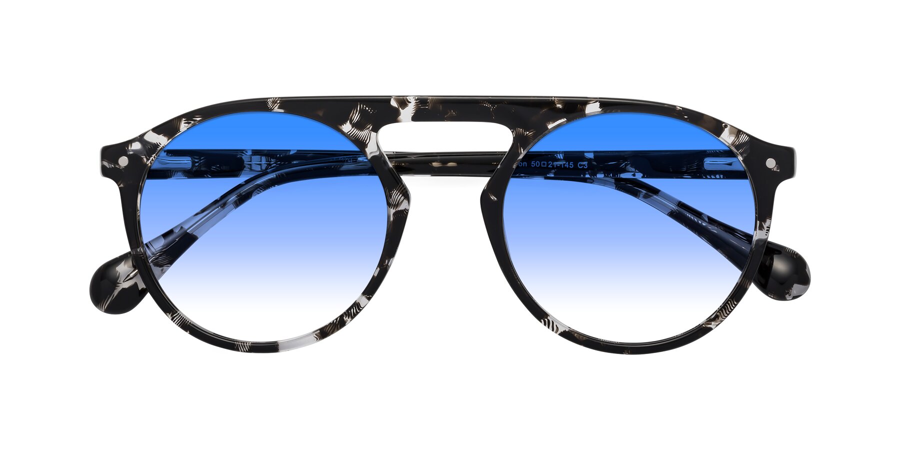 Folded Front of Gardon in Black Tortoise with Blue Gradient Lenses