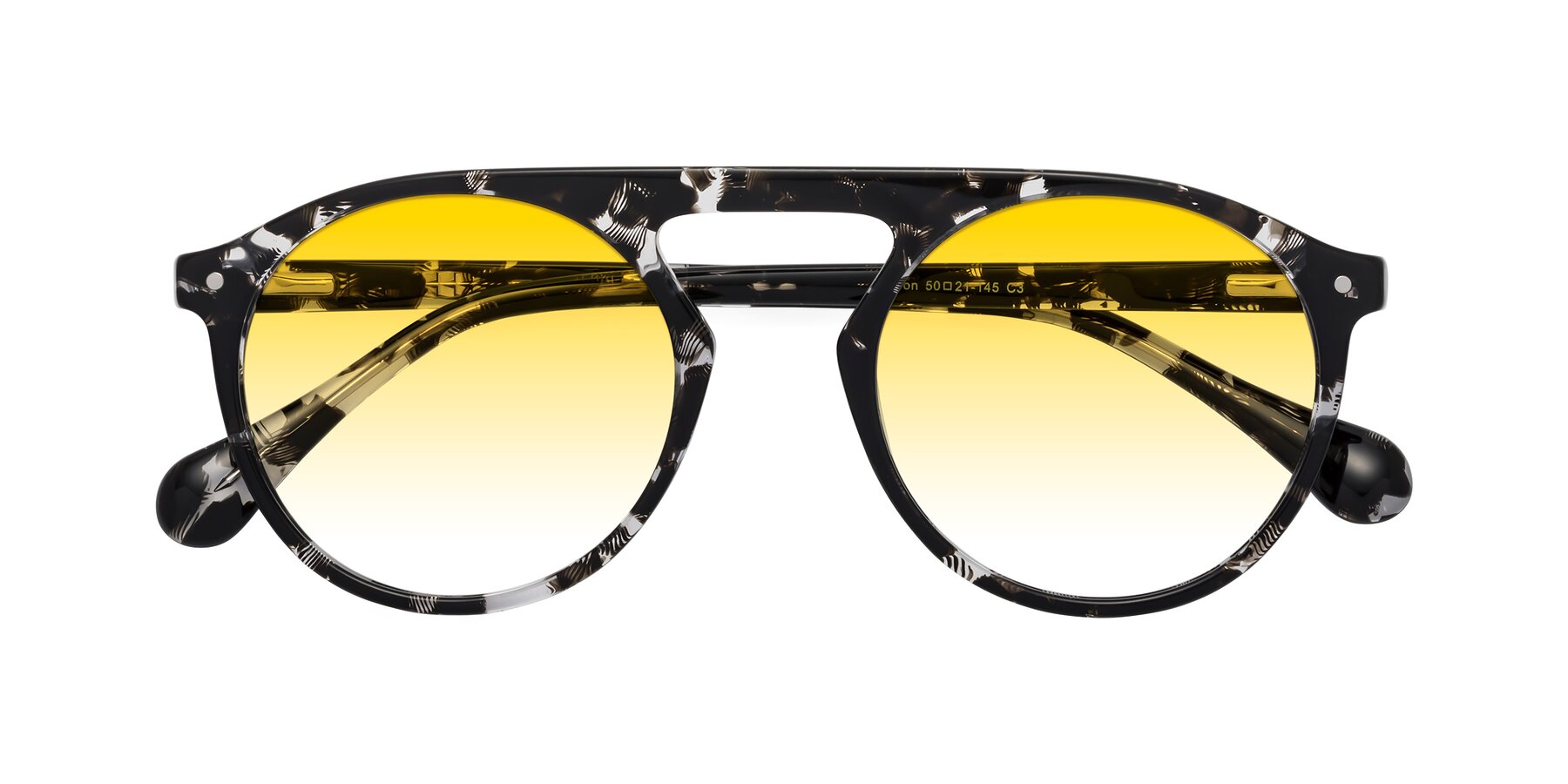 Folded Front of Gardon in Black Tortoise with Yellow Gradient Lenses