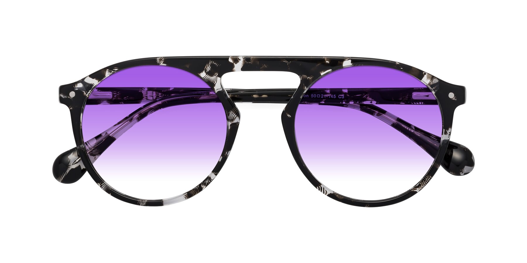 Folded Front of Gardon in Black Tortoise with Purple Gradient Lenses