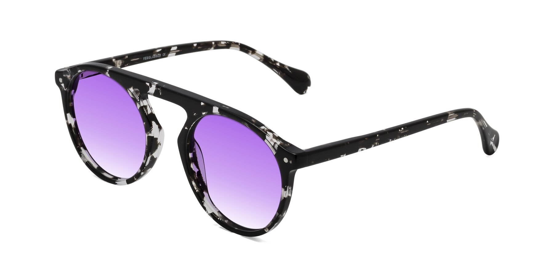 Angle of Gardon in Black Tortoise with Purple Gradient Lenses