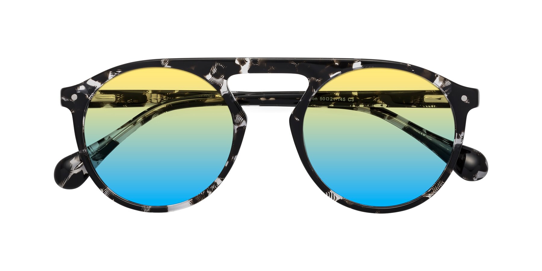 Folded Front of Gardon in Black Tortoise with Yellow / Blue Gradient Lenses