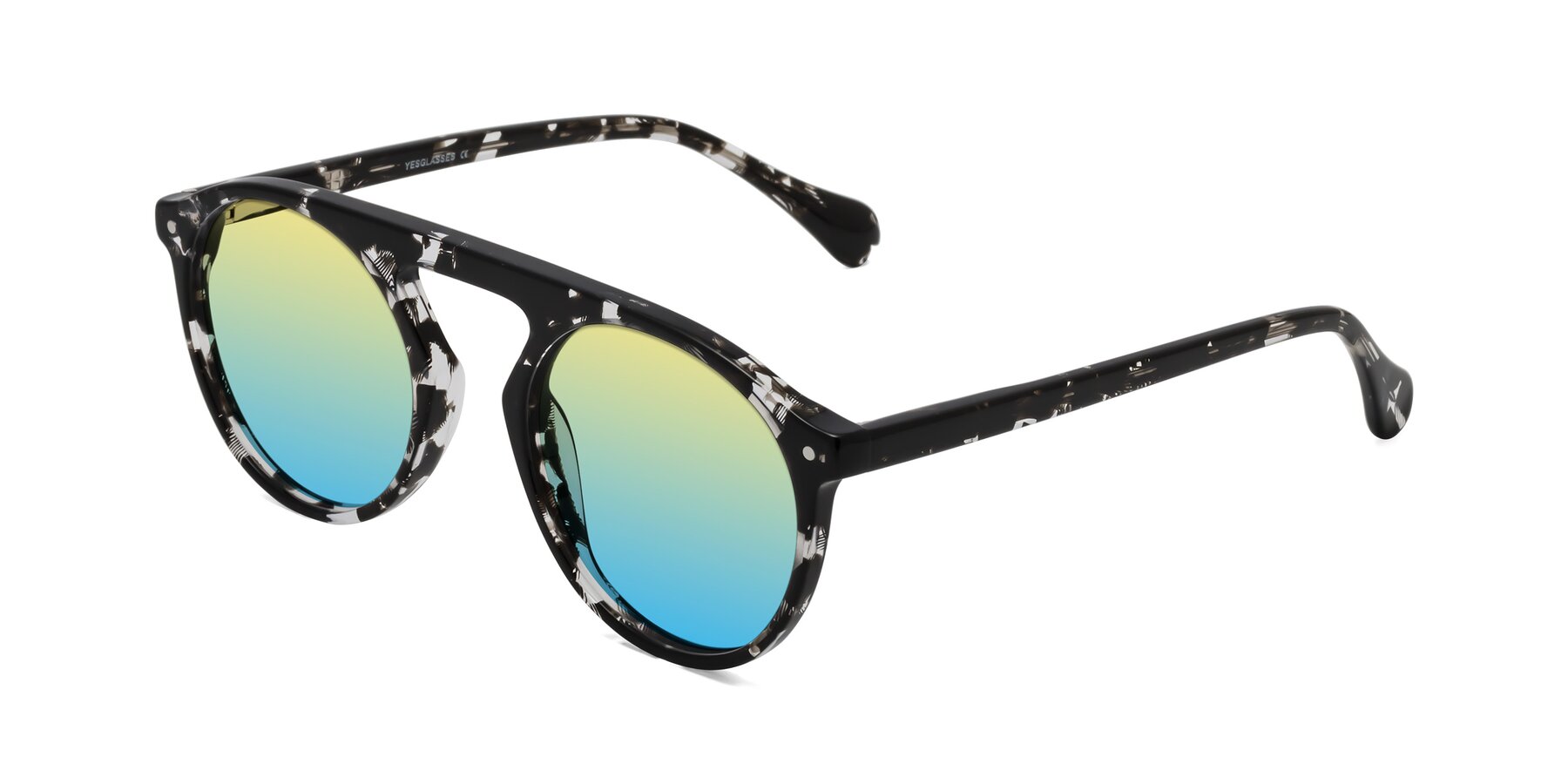 Angle of Gardon in Black Tortoise with Yellow / Blue Gradient Lenses