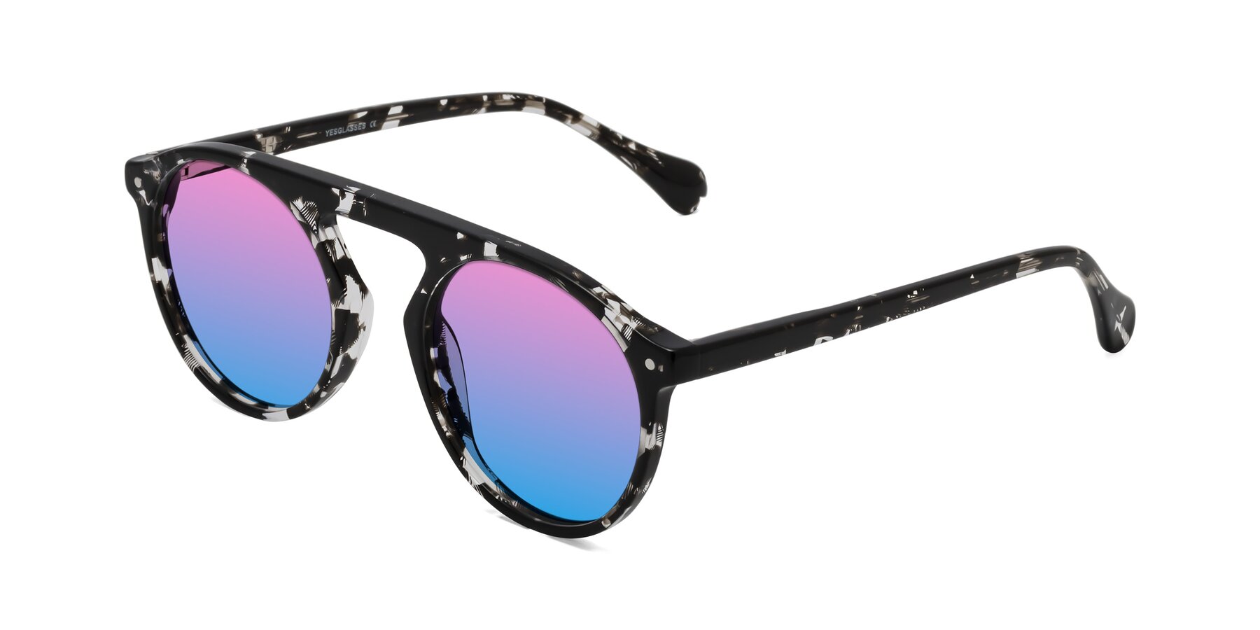 Angle of Gardon in Black Tortoise with Pink / Blue Gradient Lenses