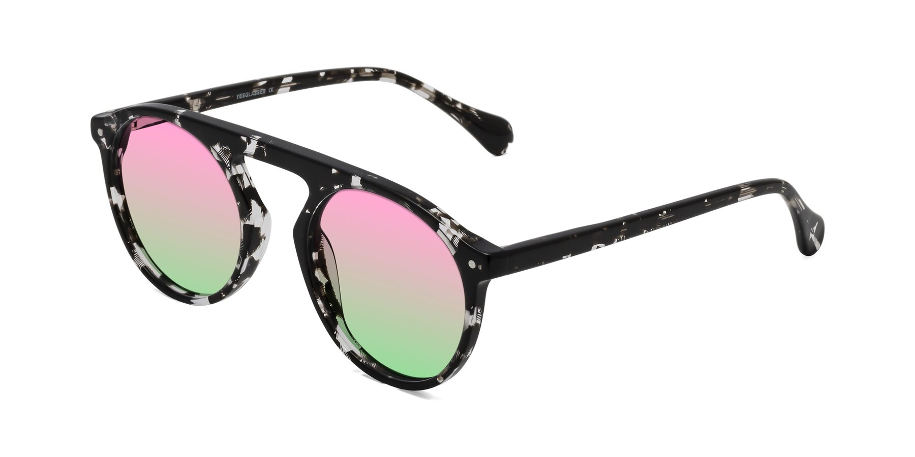 Angle of Gardon in Black Tortoise with Pink / Green Gradient Lenses