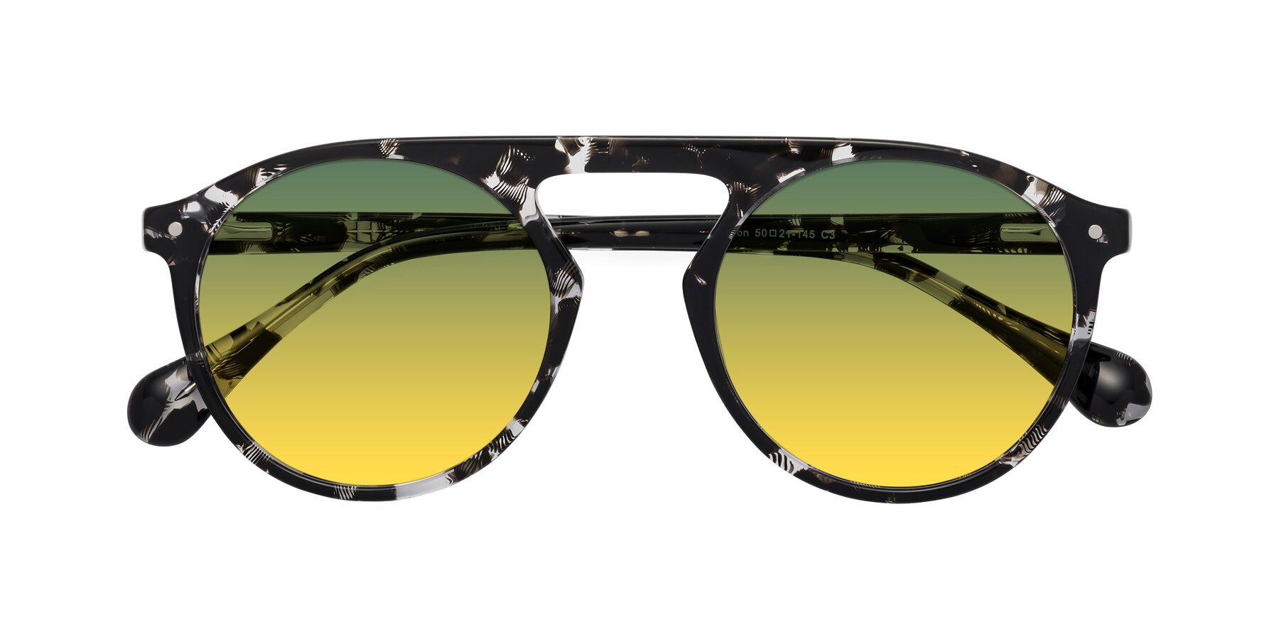 Folded Front of Gardon in Black Tortoise with Green / Yellow Gradient Lenses